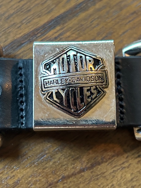 Harley Davidson Branded Black Leather Belt with Silvertone Hardware main image 7